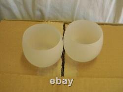 Princess House Pedestal Frosted Glass Punch Bowl 12 Frosted Roly Poly Glasses