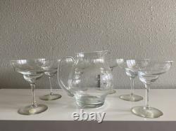 Princess House Punch Bowl Set 6 Glasses & Pitcher Romania Floral Design Vintage