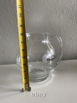 Princess House Punch Bowl Set 6 Glasses & Pitcher Romania Floral Design Vintage