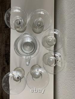 Princess House Punch Bowl Set 6 Glasses & Pitcher Romania Floral Design Vintage