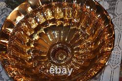 Punch Bowl & 12 Cups Gold Flash Glass Vintage United States Glass