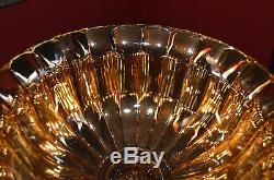 Punch Bowl & 12 Cups Gold Flash Glass Vintage United States Glass
