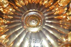 Punch Bowl & 12 Cups Gold Flash Glass Vintage United States Glass