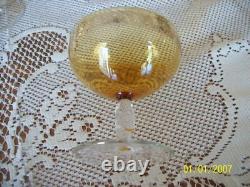 Punch Bowl & 6 Glasses Antique Set Gold Etched Scalloped Edges To Clear