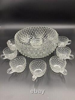Punch Bowl Hobnail Duncan Miller Bubble Glass Party Cocktail 10 Cups And Ladle