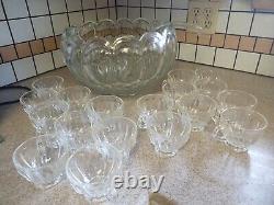 Punch Bowl Joseph HORNE company complete with 18 cups and glass ladle