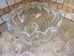 Punch Bowl Joseph HORNE company complete with 18 cups and glass ladle