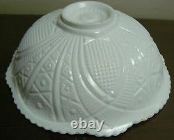 Punch Bowl Milk Glass Concord Pattern McKee Pedestal & with 9 cups & ladle Vtg