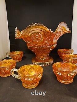 Punch Bowl On Stand Carnival Marigold