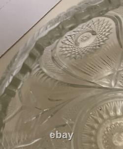 Punch Bowl Radiant Peacock Large Clear American Made Pressed Glass 1/2 11 cups