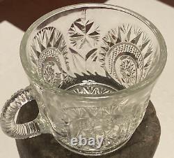 Punch Bowl Radiant Peacock Large Clear American Made Pressed Glass 1/2 11 cups