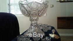 Punch Bowl Set, Antique American Brilliant Cut Glass from the early 1900's. Exce