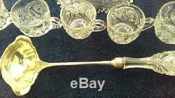 Punch Bowl Set, Antique American Brilliant Cut Glass from the early 1900's. Exce