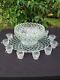 Punch Bowl Set Vintage Tiffin Franciscan Williamsburg Diamond Glass Plate Cups