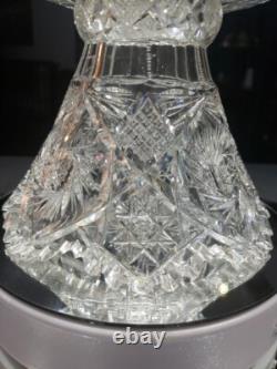 Punch Bowl & Stand Base Antique American Brilliant period Cut Glass Crystal 1908