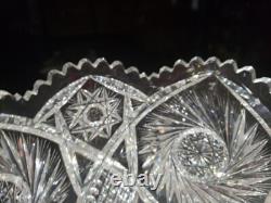 Punch Bowl & Stand Base Antique American Brilliant period Cut Glass Crystal 1908