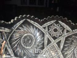 Punch Bowl & Stand Base Antique American Brilliant period Cut Glass Crystal 1908