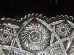 Punch Bowl & Stand Base Antique American Brilliant period Cut Glass Crystal 1908