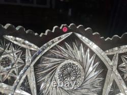 Punch Bowl & Stand Base Antique American Brilliant period Cut Glass Crystal 1908
