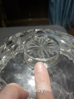 Punch Bowl & Stand Base Antique American Brilliant period Cut Glass Crystal 1908