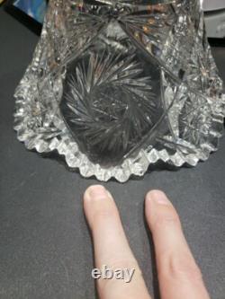 Punch Bowl & Stand Base Antique American Brilliant period Cut Glass Crystal 1908