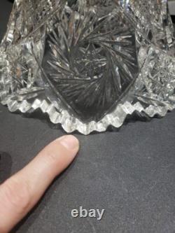Punch Bowl & Stand Base Antique American Brilliant period Cut Glass Crystal 1908