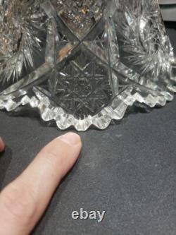 Punch Bowl & Stand Base Antique American Brilliant period Cut Glass Crystal 1908