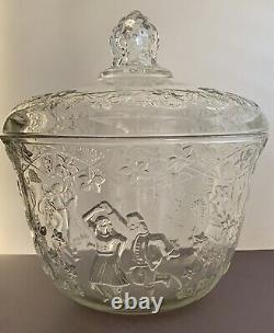 Punch Bowl With Lid Glass Serving Bowl Vintage Antique Centerpiece Dinnerware