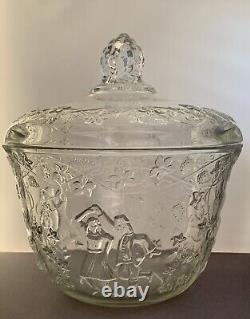 Punch Bowl With Lid Glass Serving Bowl Vintage Antique Centerpiece Dinnerware