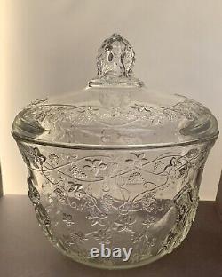 Punch Bowl With Lid Glass Serving Bowl Vintage Antique Centerpiece Dinnerware