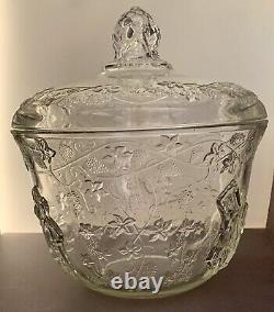 Punch Bowl With Lid Glass Serving Bowl Vintage Antique Centerpiece Dinnerware