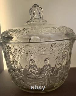 Punch Bowl With Lid Glass Serving Bowl Vintage Antique Centerpiece Dinnerware