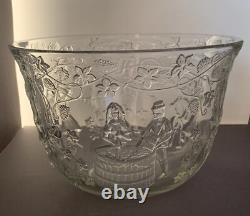 Punch Bowl With Lid Glass Serving Bowl Vintage Antique Centerpiece Dinnerware