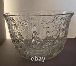 Punch Bowl With Lid Glass Serving Bowl Vintage Antique Centerpiece Dinnerware