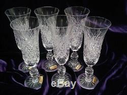 Punch Bowl and Six Champagnes crystal, hand cut, diamond and fan pattern, new