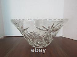 Punch Serving Bowl Cut glass 2pcs Large Set Heavy Thick Stackable Hourglass