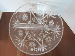 Punch Serving Bowl Cut glass 2pcs Large Set Heavy Thick Stackable Hourglass