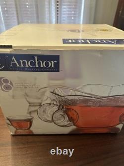 Punch Set Savannah Clear by Anchor Hocking 18 piece Bowl Cups Hooks Discontinued