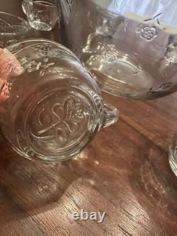 Punch Set Savannah Clear by Anchor Hocking 18 piece Bowl Cups Hooks Discontinued