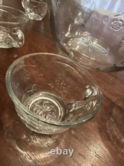 Punch Set Savannah Clear by Anchor Hocking 18 piece Bowl Cups Hooks Discontinued