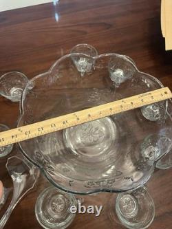 Punch Set Savannah Clear by Anchor Hocking 18 piece Bowl Cups Hooks Discontinued