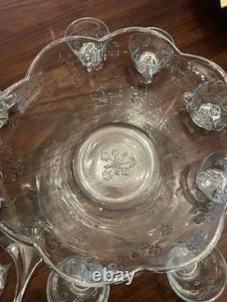 Punch Set Savannah Clear by Anchor Hocking 18 piece Bowl Cups Hooks Discontinued