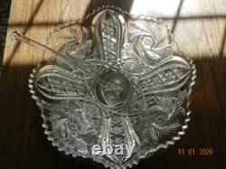 Punch bowl underplate LE Smith Glass Co. Old mold Galaxy Glass 11 CUPS LADLE