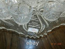 Punch bowl underplate LE Smith Glass Co. Old mold Galaxy Glass 11 CUPS LADLE