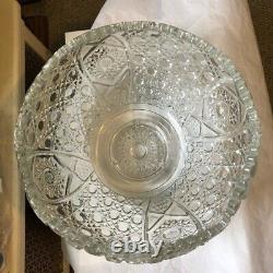 Punchbowl 12 quart Early american sawtooth brillant cut glass