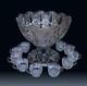 RADIUM CAMBRIDGE Antique EAPG Crystal Glass Stars Punch Bowl SET & LE Smith Cups