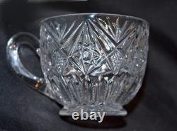 RADIUM CAMBRIDGE Antique EAPG Crystal Glass Stars Punch Bowl SET & LE Smith Cups