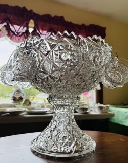 RARE ABP Fostoria Rosby Pattern XL Punch Bowl With Stand LADLE & 9 Cups Excellent