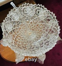 RARE ABP Fostoria Rosby Pattern XL Punch Bowl With Stand LADLE & 9 Cups Excellent