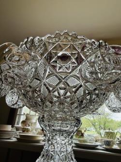 RARE ABP Fostoria Rosby Pattern XL Punch Bowl With Stand LADLE & 9 Cups Excellent